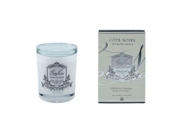 *CLEARANCE* White Vessel Candle 450gr - Winter in the Chateau - Silver Badge